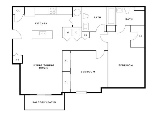 Adams Pointe Floor Plan 2bed/2bath 2 Bed 2 Bath 957 sqft