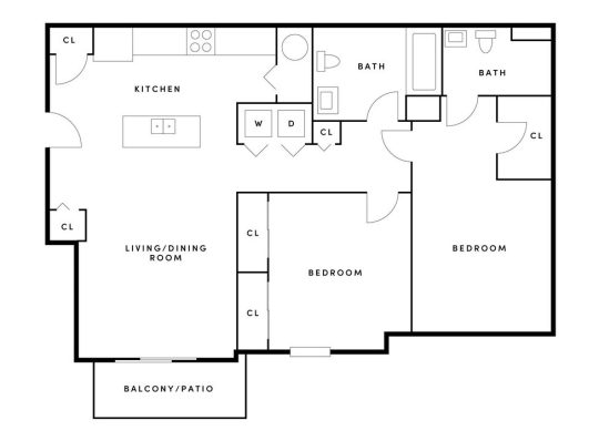 Adams Pointe Floor Plan 2bed/2bath 2 Bed 2 Bath 957 sqft