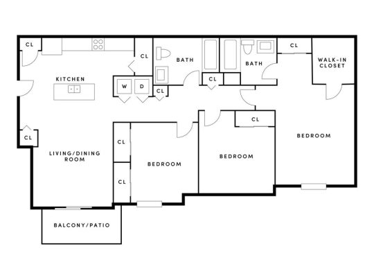 Adams Pointe Floor Plan 3bed/2bath 3 Bed 2 Bath 1225 sqft